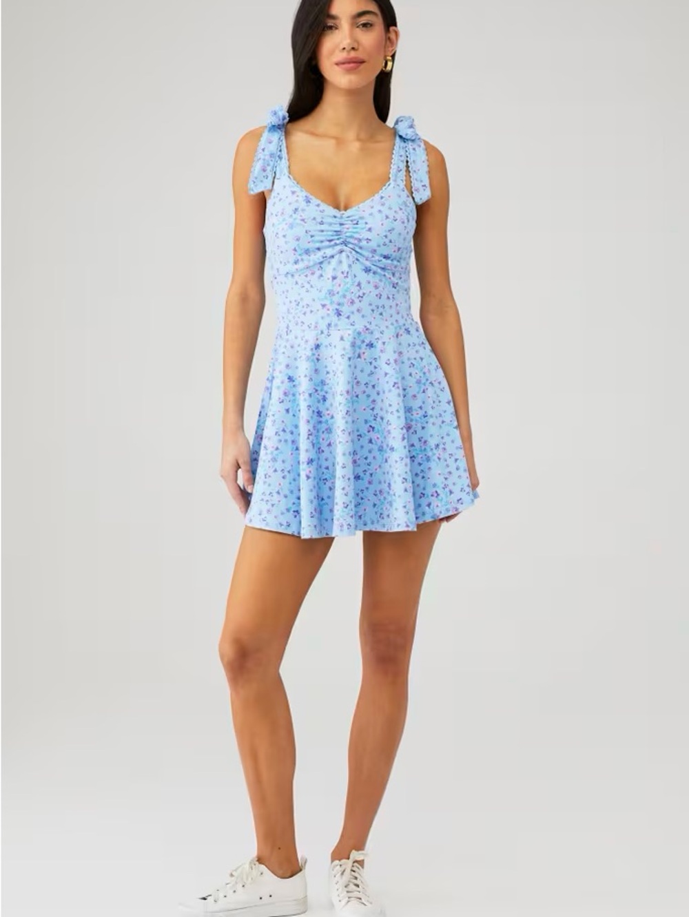 Beach Riot Light Blue Floral Athletic Dress